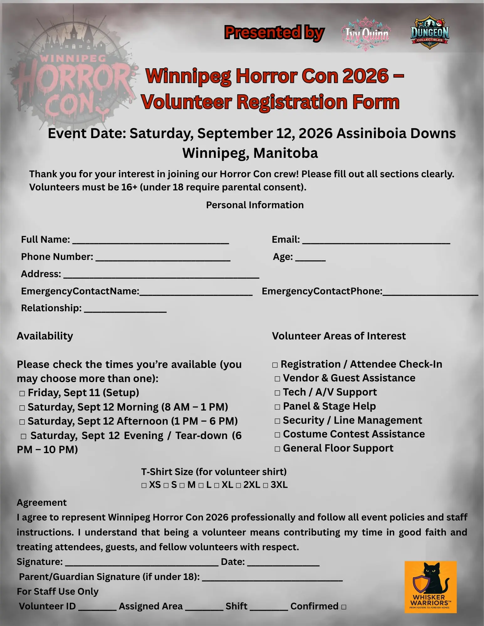 Volunteer application form preview.